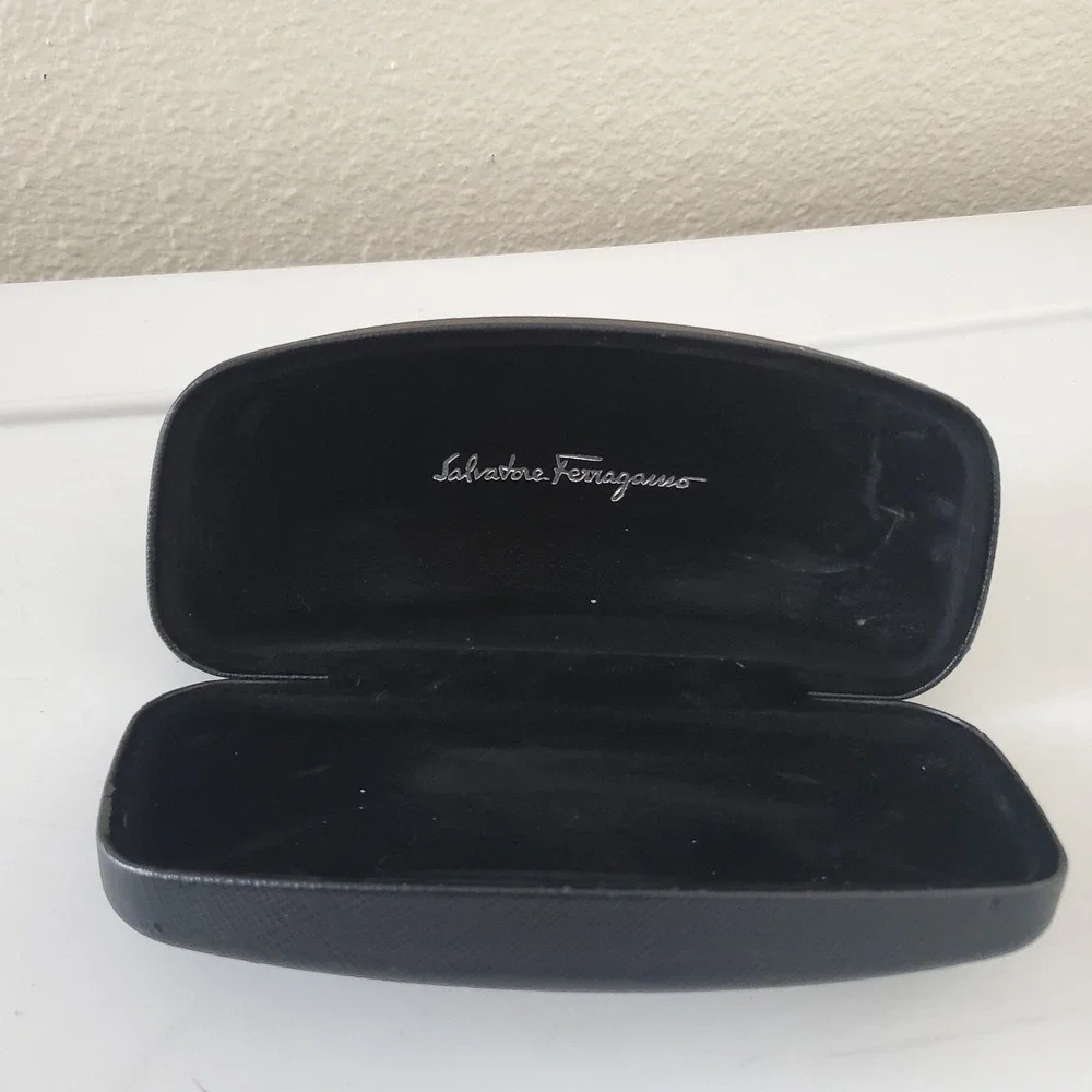 Salvatore Ferragamo Black Textured Hardshell Sunglasses Eyeglasses Case